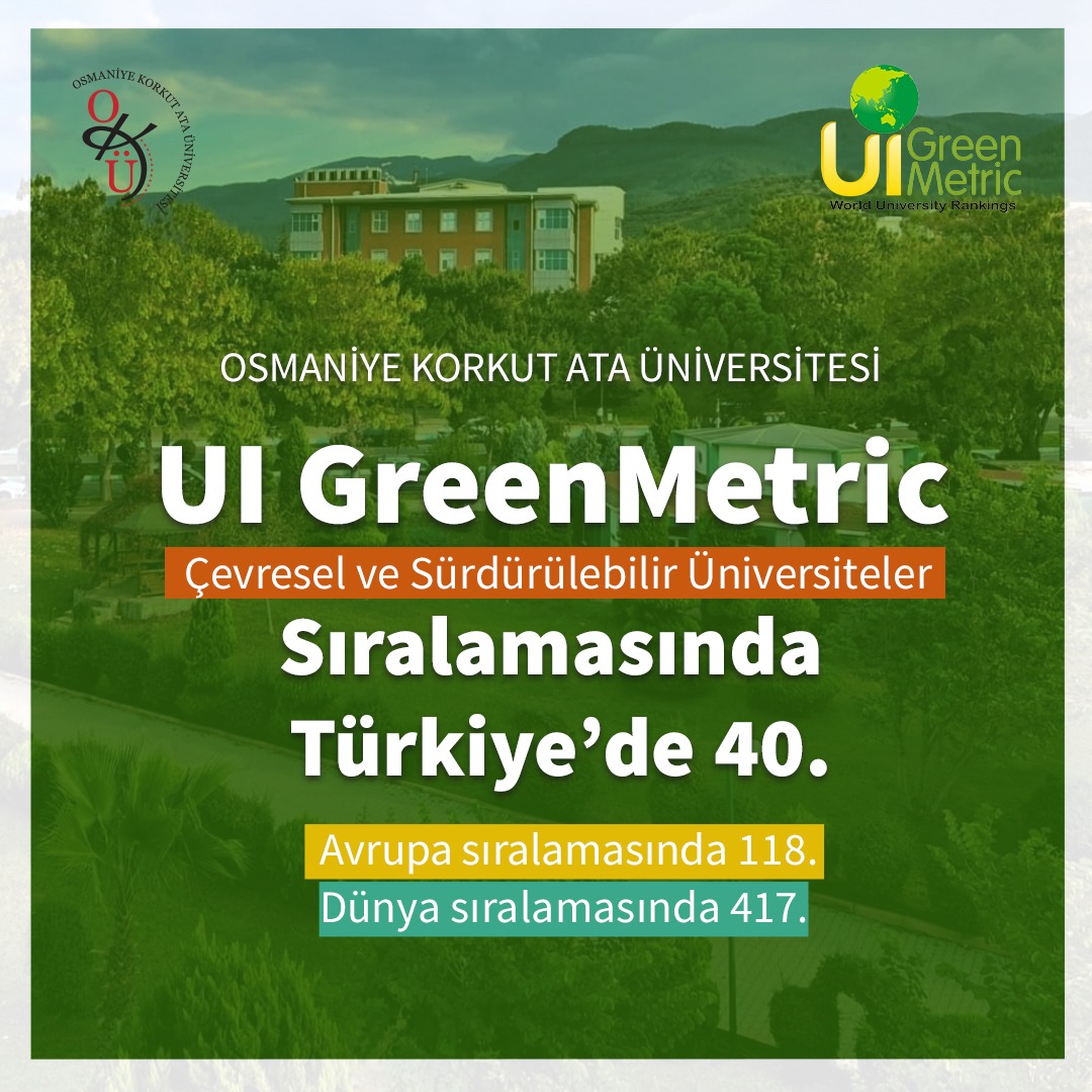 OKÜ GreenMetric Sıralamasında Avrupa'da 118'inci