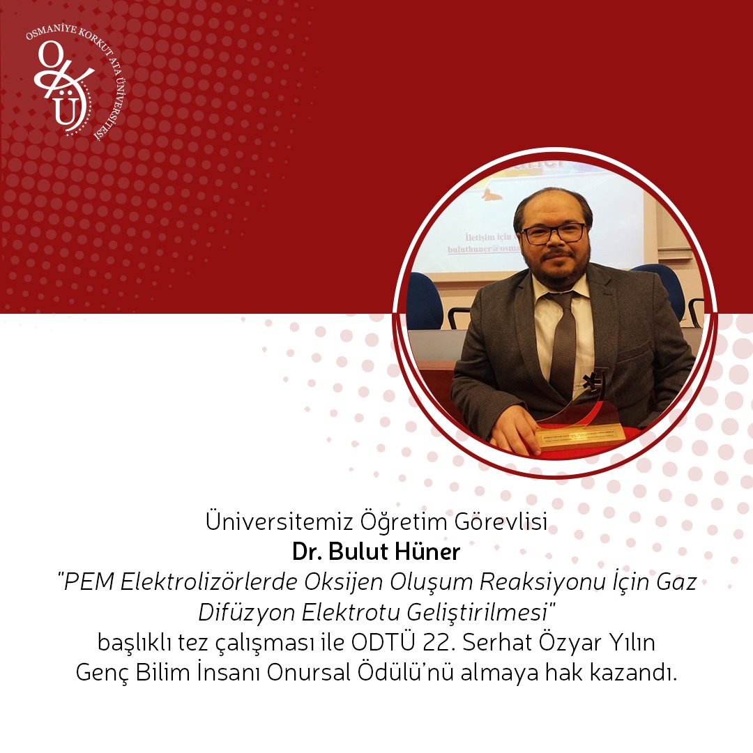 Akademisyenimize Serhat Özyar Yılın Genç Bilim İnsanı Ödülü