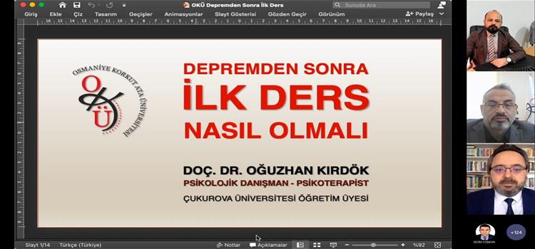 Üniversitemizde “Depremden Sonra İlk Ders Nasıl Olmalı” Konulu Web Semineri Düzenlendi