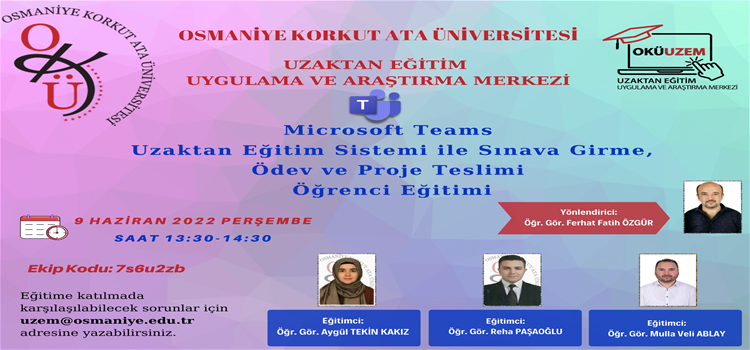 MS Teams ile Sınava Girme ve Ödev/Proje Teslimi Öğrenci Eğitimi Gerçekleştirildi.