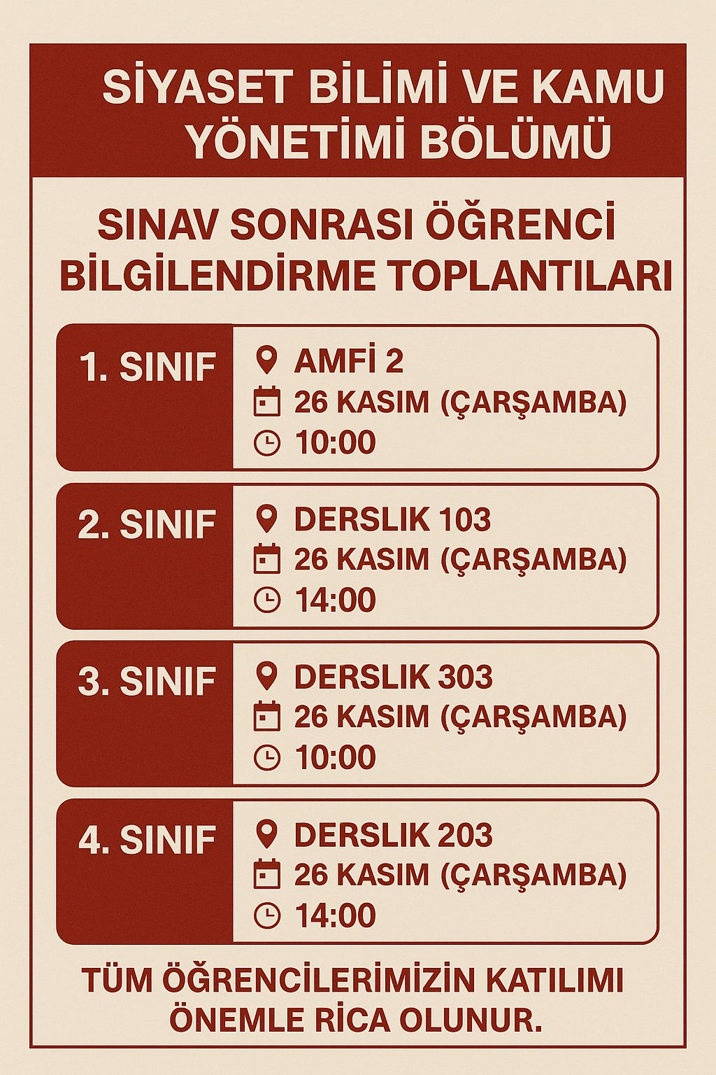 Sınav Sonrası Öğrenci Bilgilendirme Toplantısı