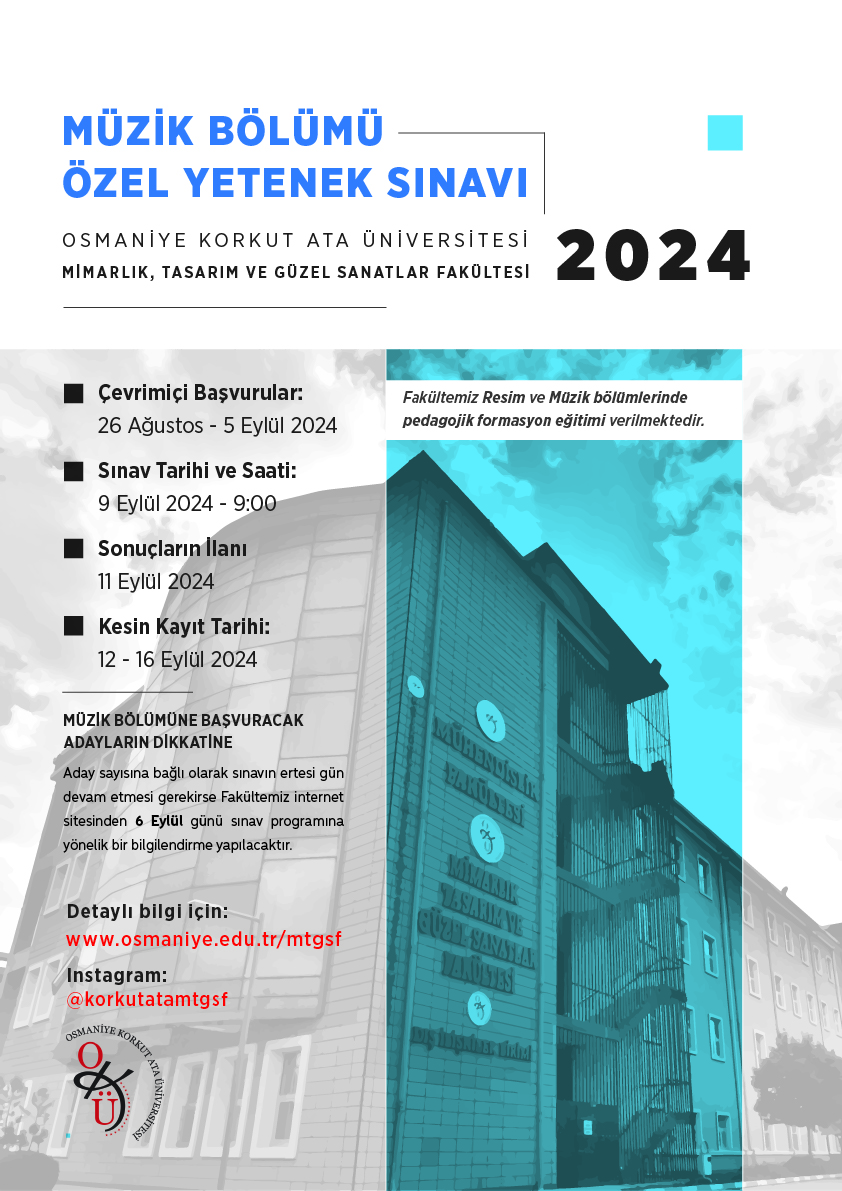 2024 Yılı Müzik ve Resim Bölümleri Özel Yetenek Sınavı Başvuruları