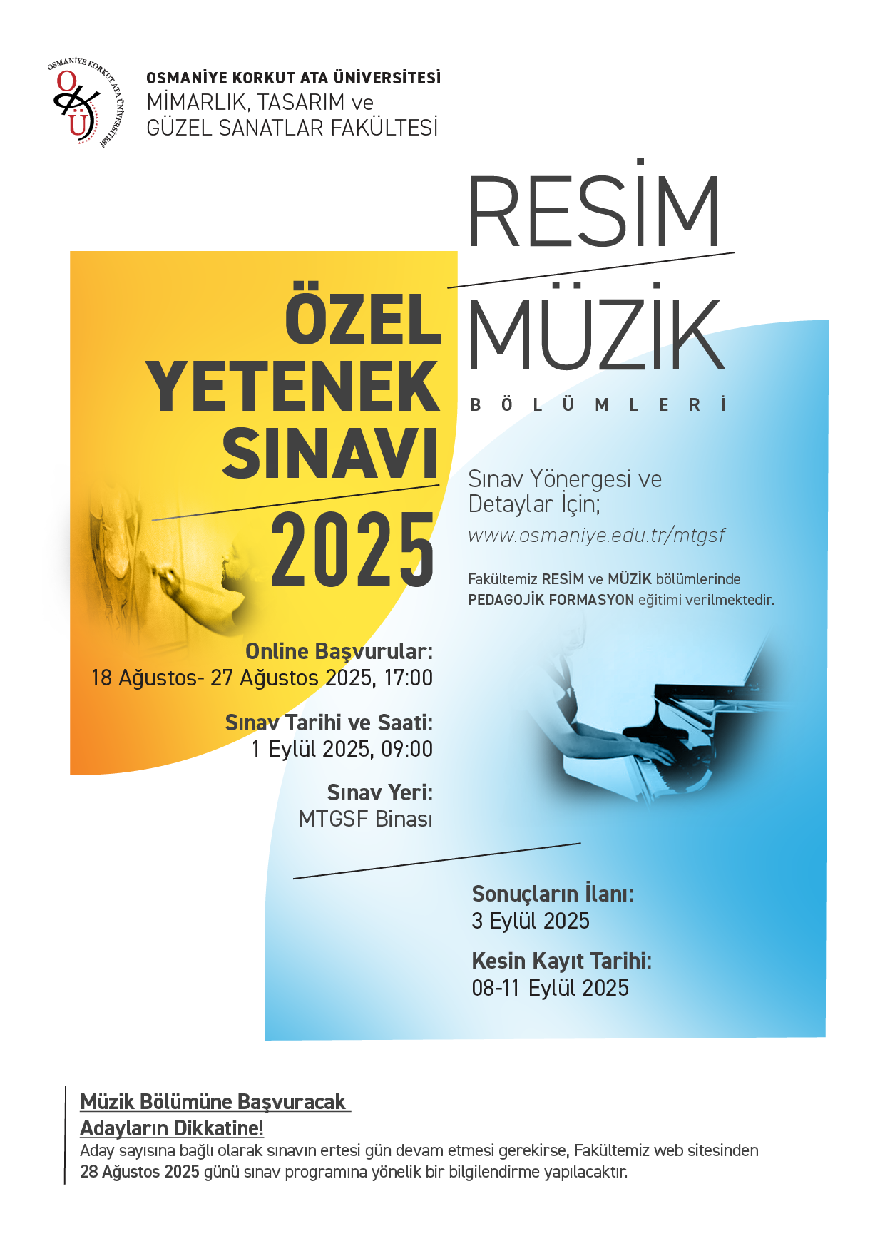 2025-2026 Eğitim Öğretim Yılı Resim Bölümü Özel Yetenek Sınavına Girmeye Hak Kazanan Adayların Listesi Açıklandı!